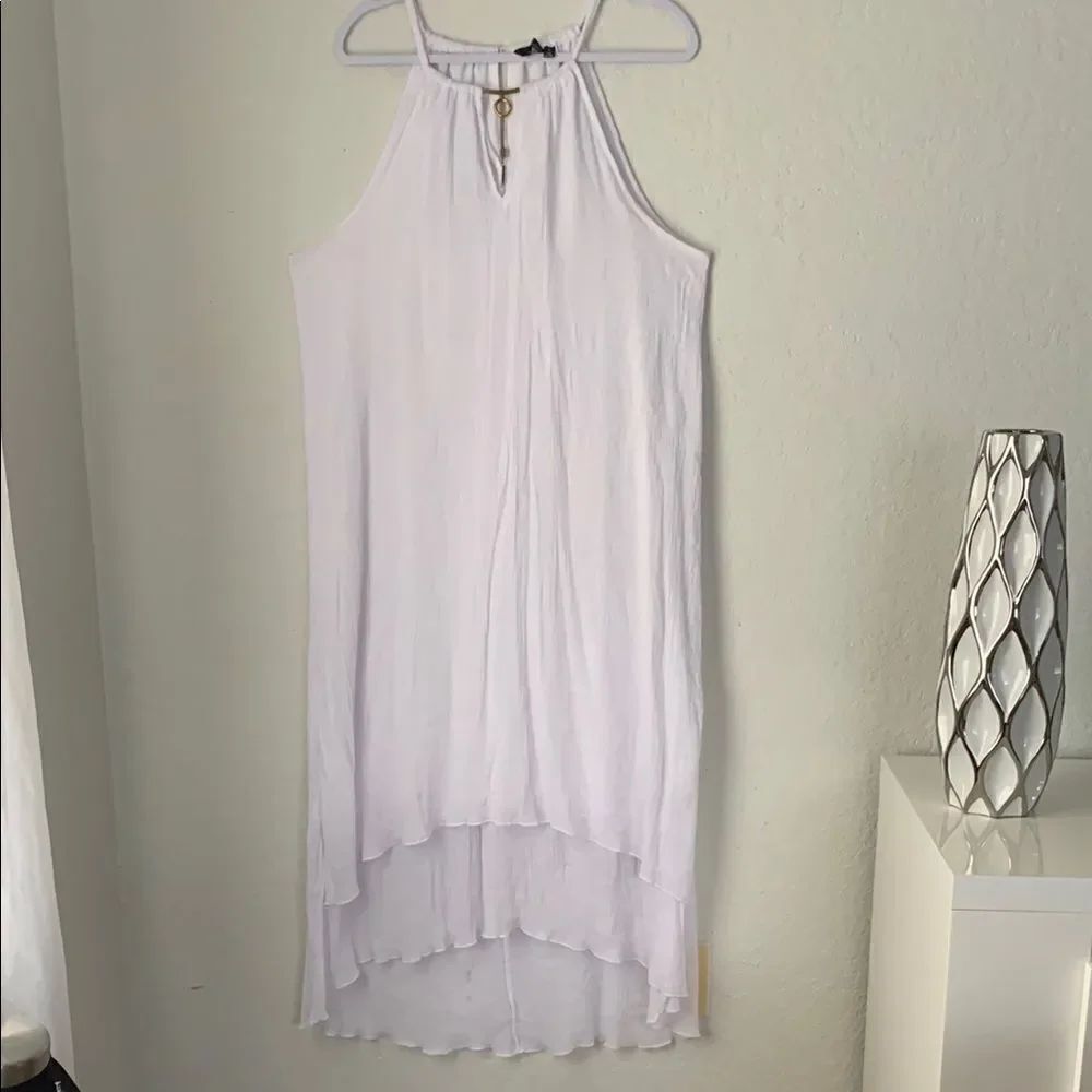 Mlle Gabrielle Cream Halter High Low Maxi Sundress Size 3X